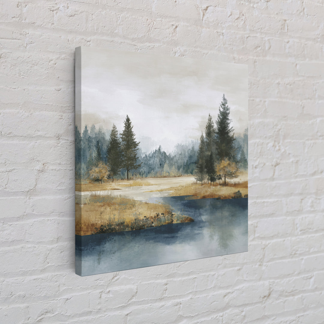 Modern Scandinavian Forest Framed Canvas Print, Above Sofa Art, Bauhaus Print, Living Room Decor, Oil Painting, Statement, ASA-1x1-63