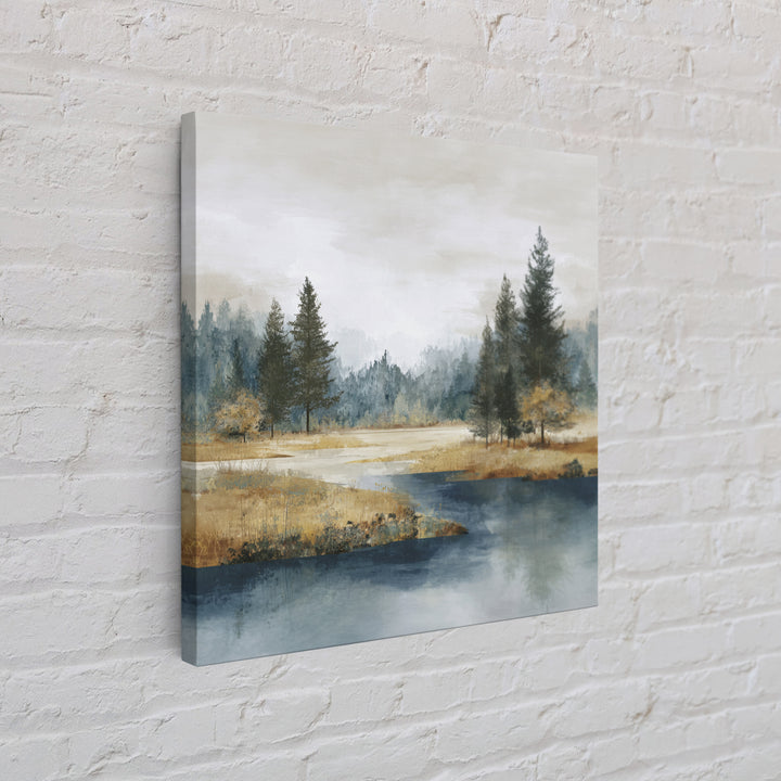 Modern Scandinavian Forest Framed Canvas Print, Above Sofa Art, Bauhaus Print, Living Room Decor, Oil Painting, Statement, ASA-1x1-63