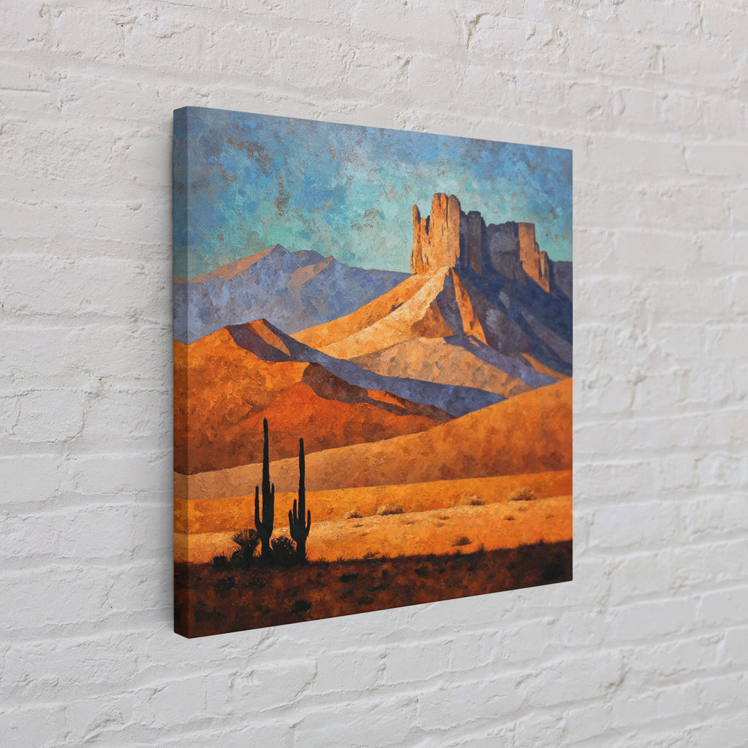 Desert Mesa Panorama Framed Canvas Print, Above Sofa Art, Above Bed Decor, Living Room Decor, Oil Painting, Statement, ASA-1x1-68
