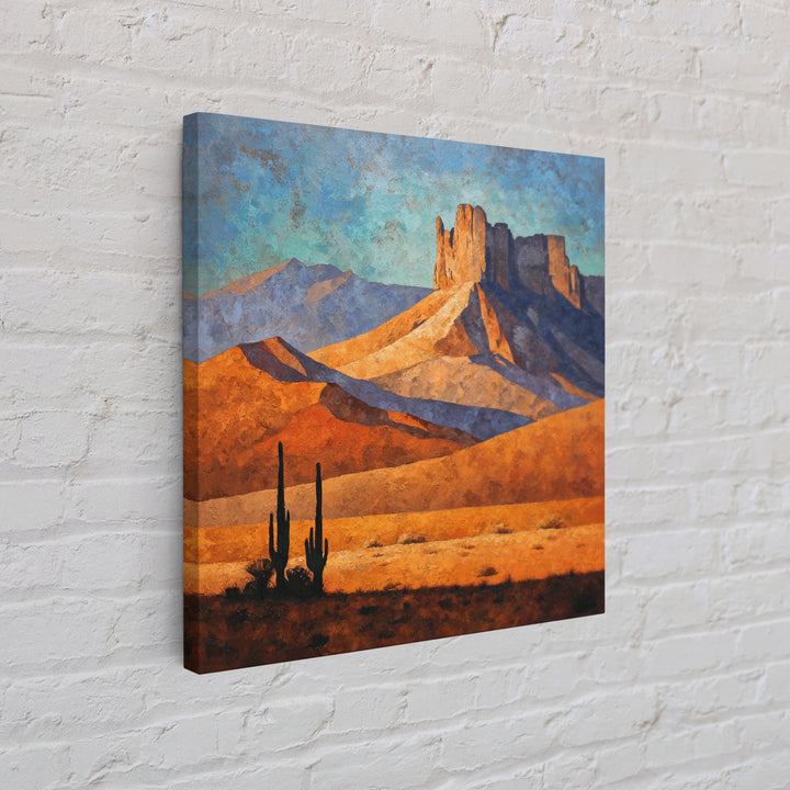 Desert Mesa Panorama Framed Canvas Print, Above Sofa Art, Above Bed Decor, Living Room Decor, Oil Painting, Statement, ASA-1x1-68