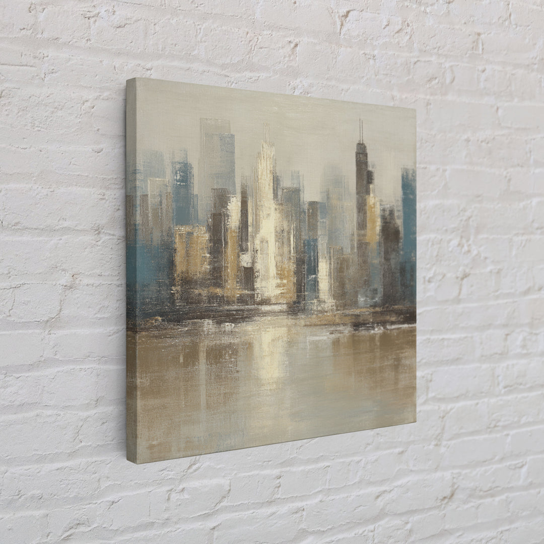 Quiet City Skyline Reduced to Elegant Shapes Canvas Print, Above Sofa Art, Bedroom Wall Art, Living Room Decor, Statement, ASA-1x1-70