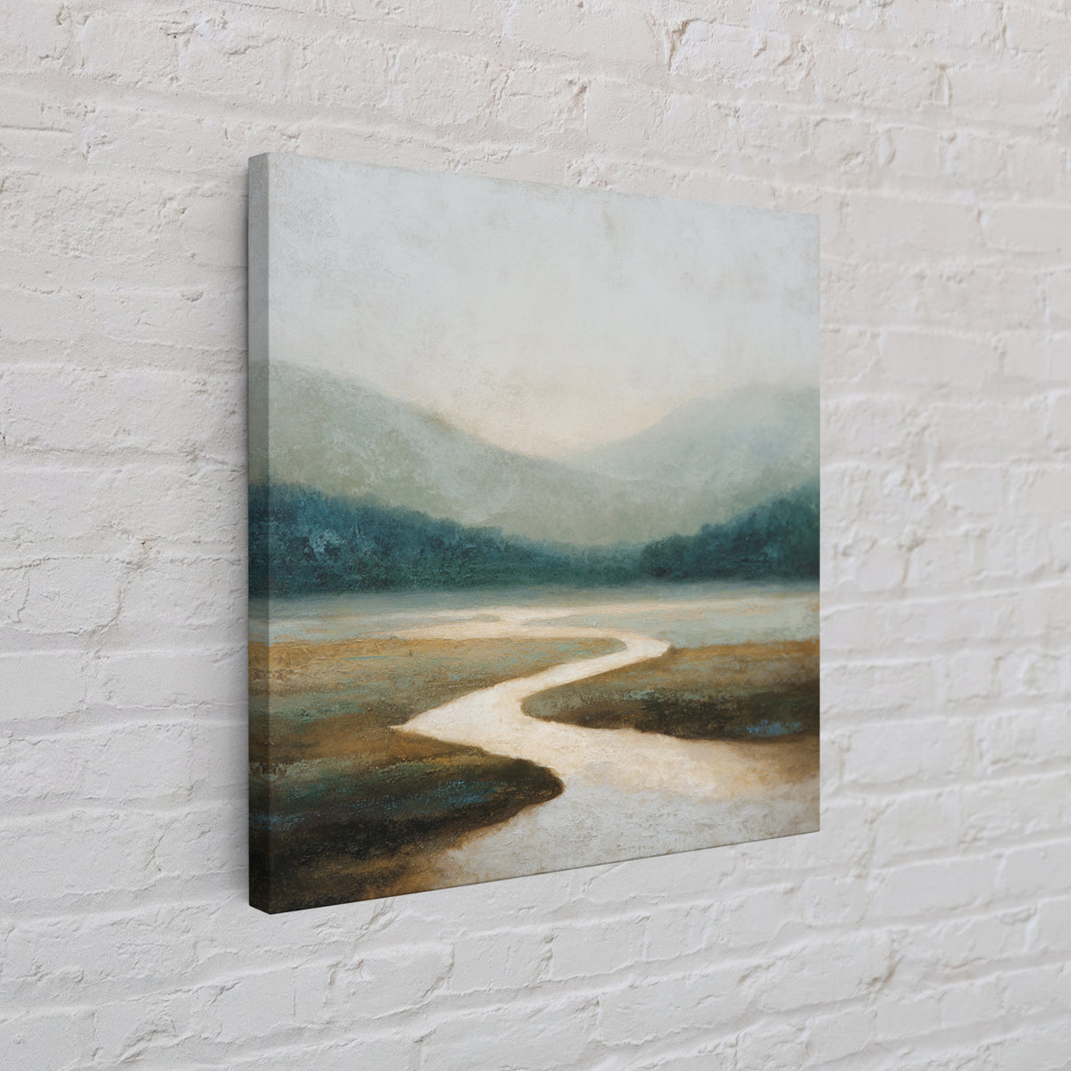 Abstract River Bends Framed Canvas Print, Above Sofa Art, Japandi Wall Art, Living Room Decor, Abstract Art, Statement, ASA-1x1-71
