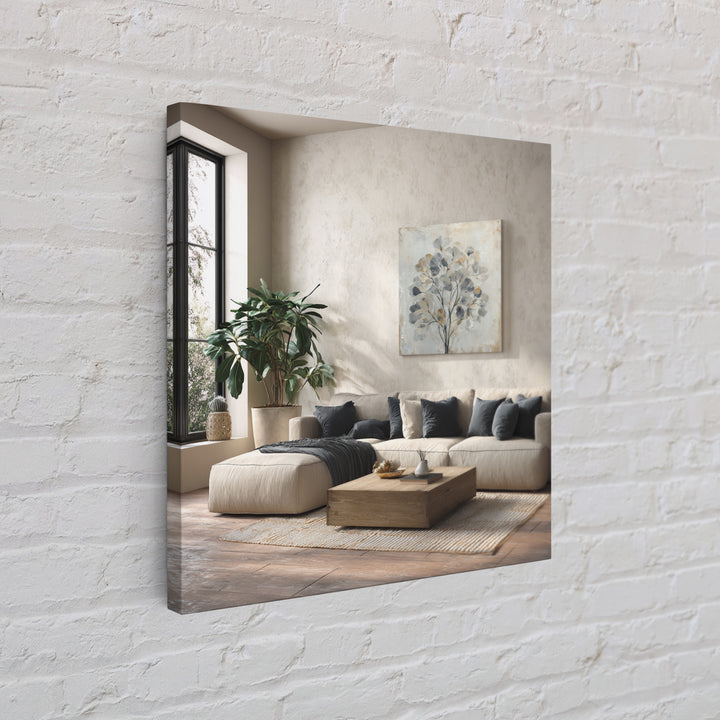 Large Modern Organic Shapes Framed Canvas Print, Above Sofa Art, Coastal Decor, Living Room Decor, Abstract Art, Statement, ASA-1x1-74