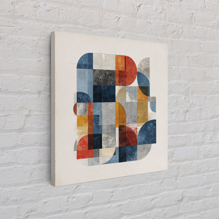 Bold Mid Century Geometric Forms Canvas Print, Above Sofa Art, Japandi Wall Art, Living Room Decor, Abstract Art, Statement, ASA-1x1-76