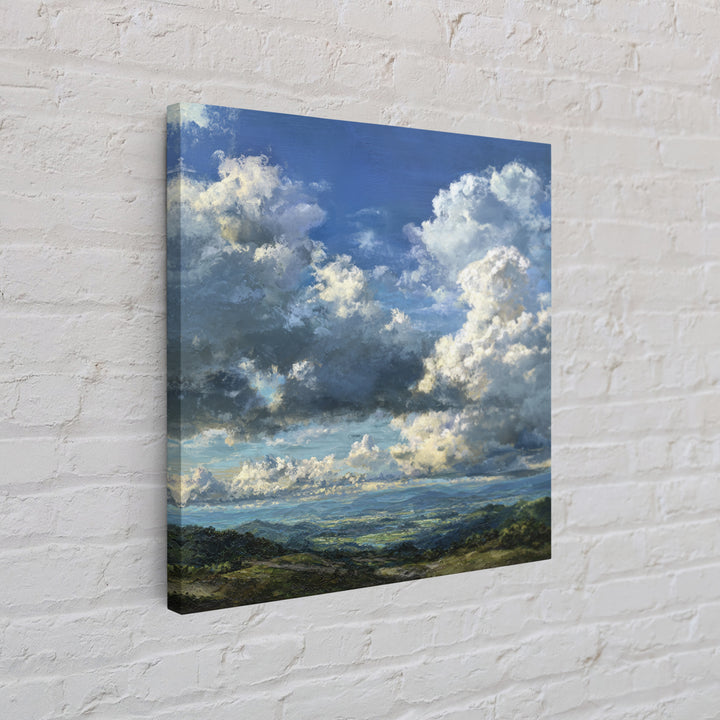 Dramatic Cloudscape over a Distant Valley Canvas Print, Above Sofa Art, Modern Decor, Living Room Decor, Fine Art, Statement, ASA-1x1-77