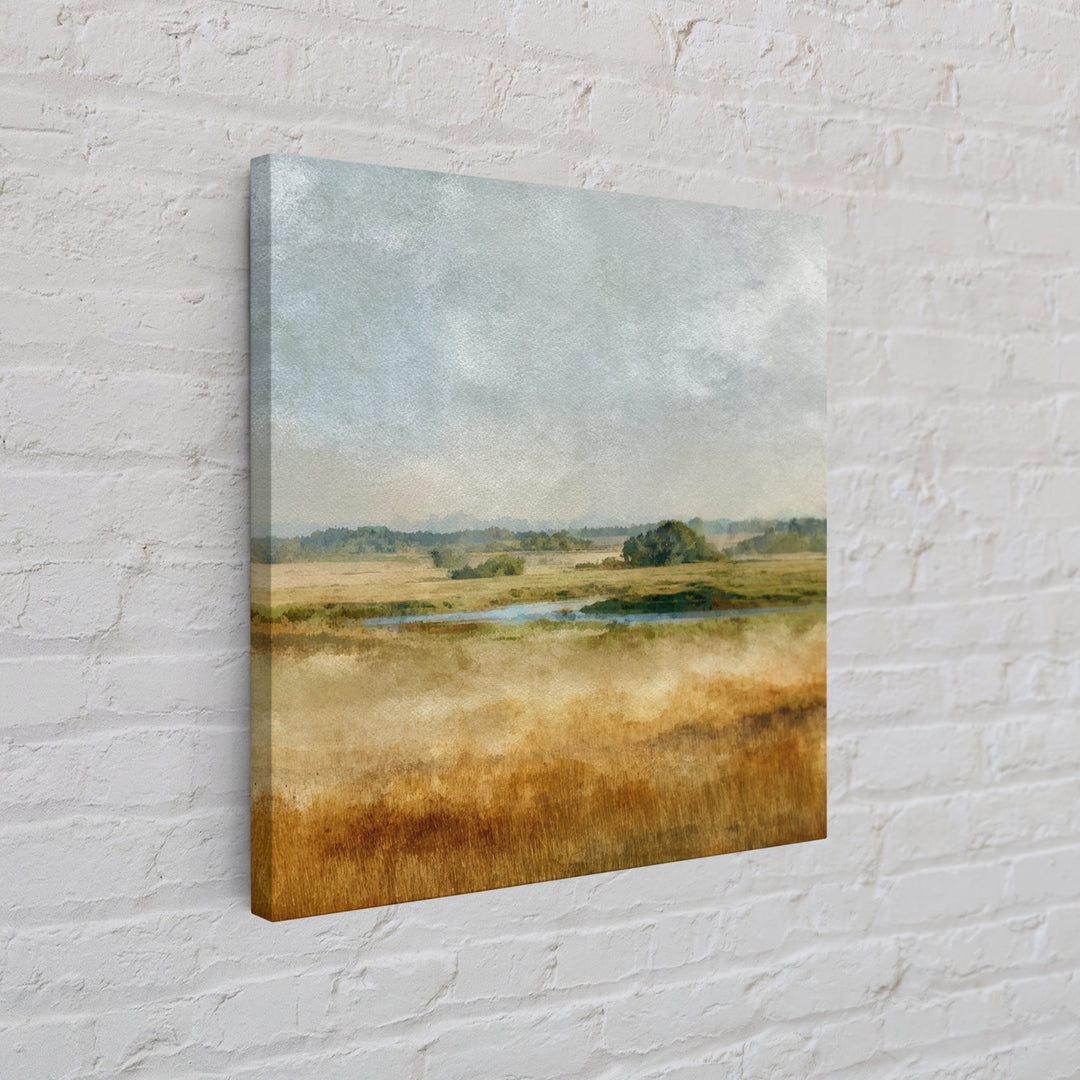Wide Olive and Beige Meadow Panorama Canvas Print, Above Sofa Art, Bauhaus Print, Living Room Decor, Fine Art, Statement, ASA-1x1-82