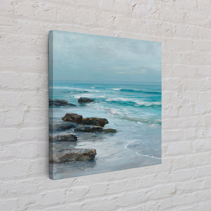 Moody Seascape at Twilight Framed Canvas Print, Above Sofa Art, Coastal Decor, Living Room Decor, Abstract Art, Statement, ASA-1x1-84