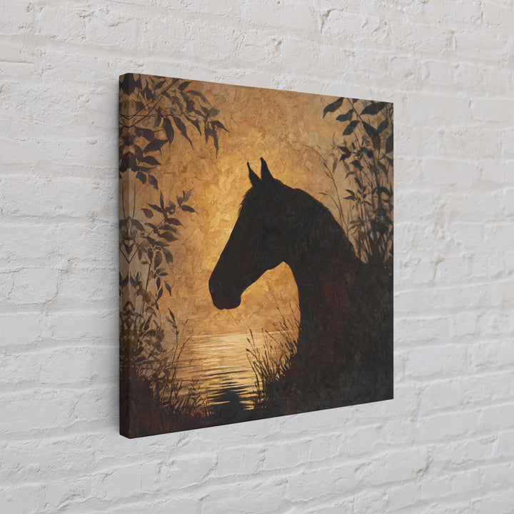 Statement Horse Silhouette Canvas Print, Above Sofa Art, Botanical Wall Art, Living Room Decor, Fine Art, Statement, ASA-1x1-85
