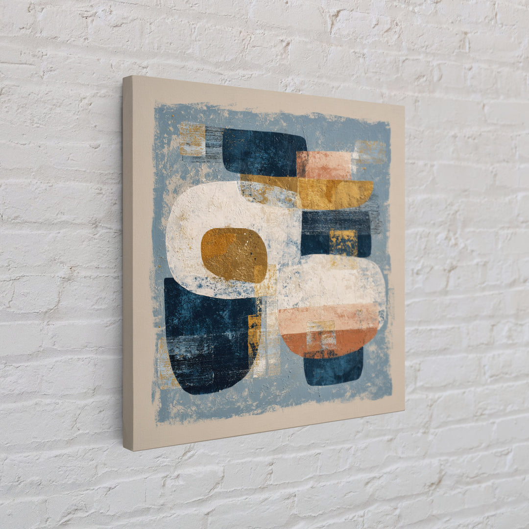 Bold Navy and Ivory Abstract Brushwork Canvas Print, Above Sofa Art, Japandi Wall Art, Living Room Decor, Fine Art, Statement, ASA-1x1-90