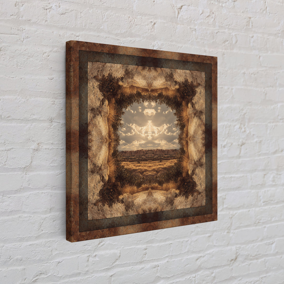 Desert Mesa Panorama Canvas Print, Above Sofa Art, Bauhaus Print, Living Room Decor, Fine Art, Statement, Textured Painting, ASA-1x1-92