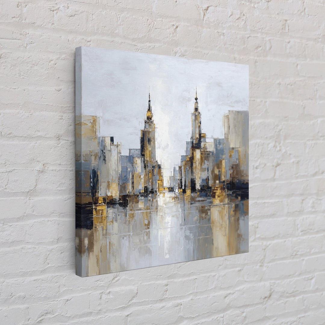 Quiet City Skyline Reduced to Elegant Shapes Canvas Print, Above Sofa Art, Floral Wall Art, Living Room Decor, Abstract Art, ASA-1x1-94