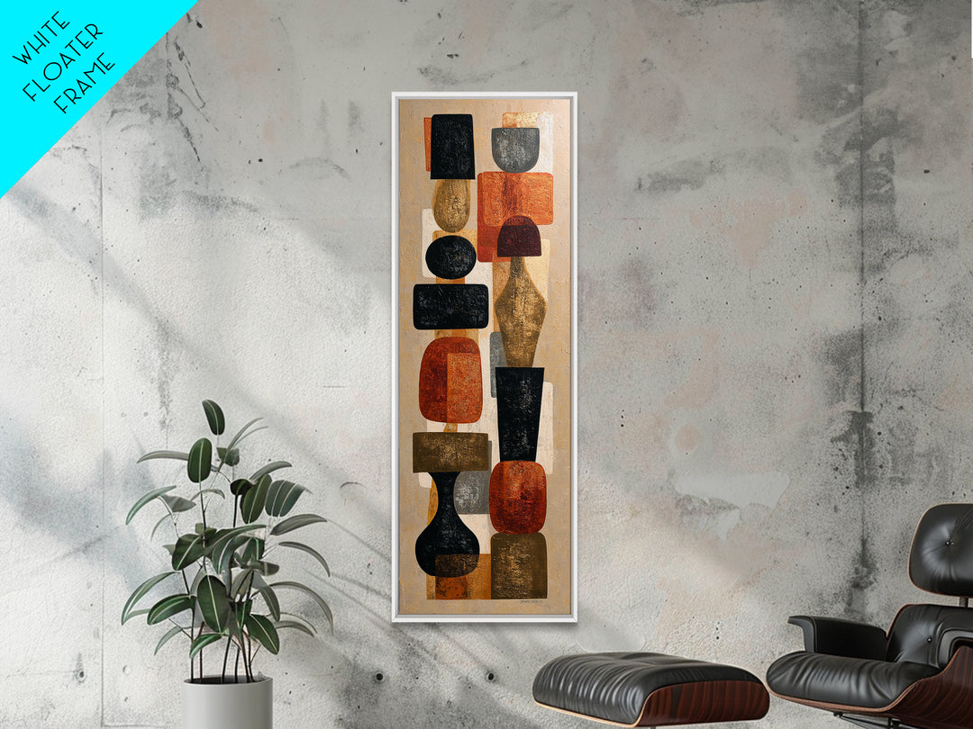 Bold Mid Century Geometric Forms Canvas Print, Above Sofa Art, Minimalist Wall Art, Living Room Decor, Abstract Art, Statement, ASA-1x3-16