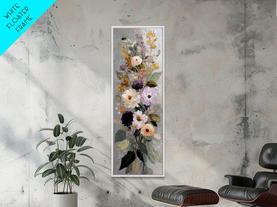 Large Expressive Floral Bouquet Canvas Print, Above Sofa Art, Above Bed Decor, Living Room Decor, Oil Painting, Statement, ASA-1x3-18