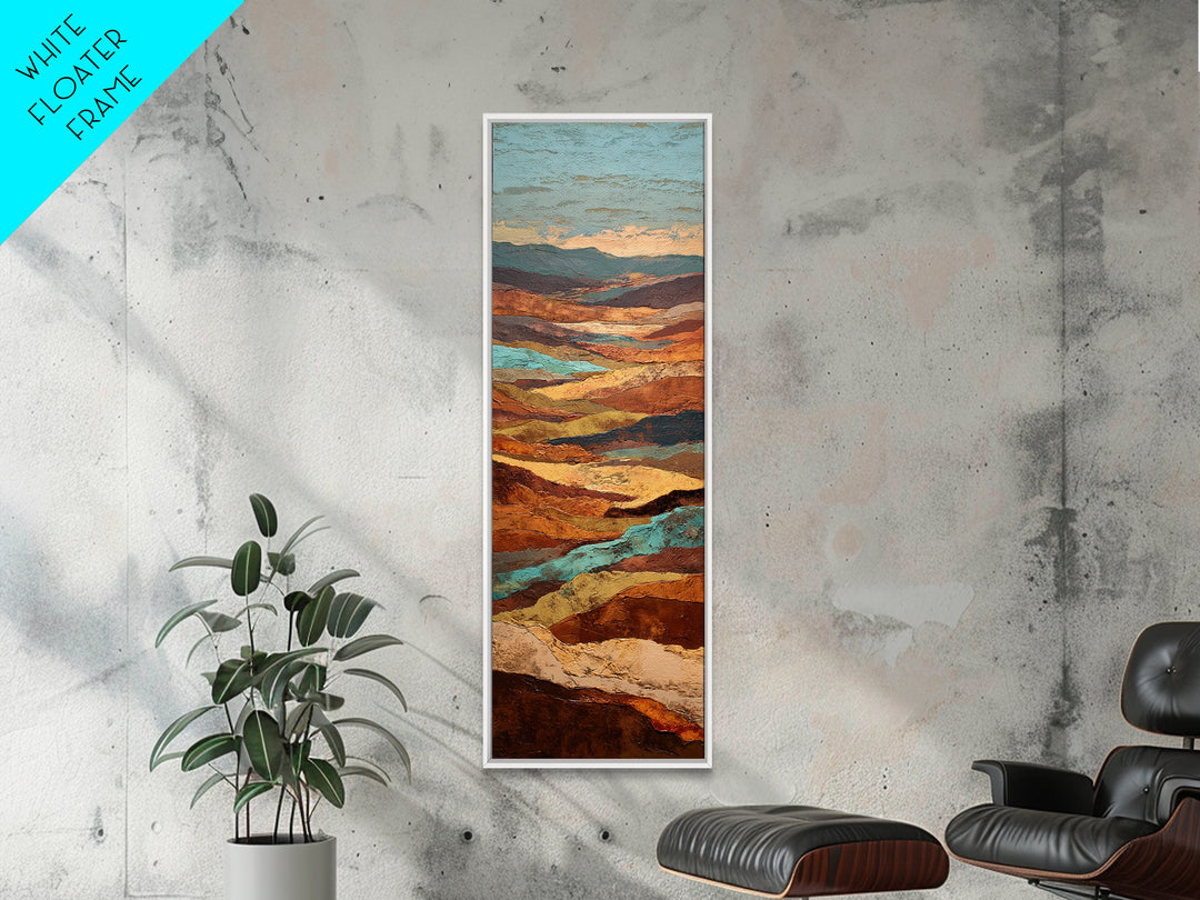 Abstract Canyon Landscape Framed Canvas Print, Above Sofa Art, Boho Decor, Living Room Decor, Oil Painting, Statement, ASA-1x3-19