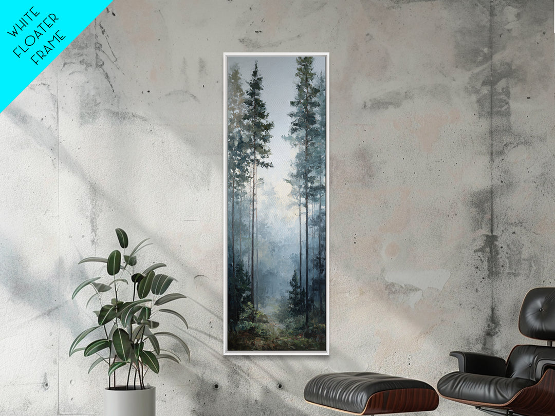 Modern Scandinavian Forest Framed Canvas Print, Above Sofa Art, Neutral Decor, Living Room Decor, Fine Art, Statement, ASA-1x3-3
