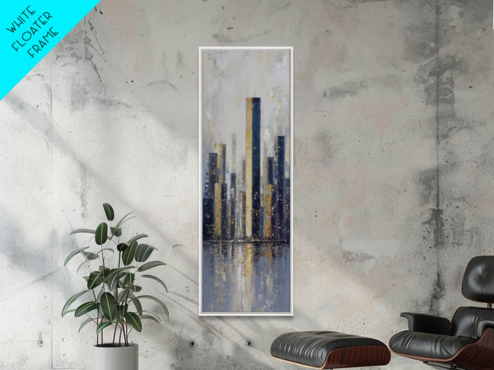 Quiet City Skyline Reduced to Elegant Shapes Canvas Print, Above Sofa Art, 3 Piece Wall Art, Living Room Decor, Statement, ASA-1x3-34