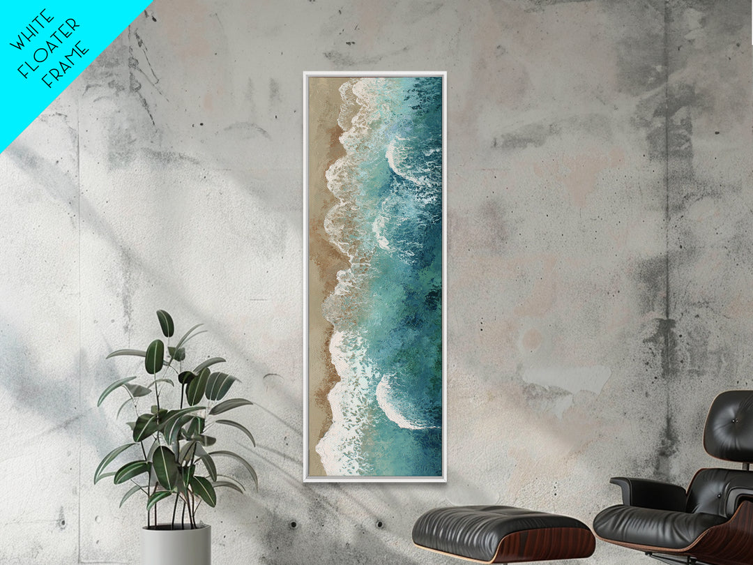 Panoramic Coastal Shoreline from an Aerial View Canvas Print, Above Sofa Art, Farmhouse Decor, Living Room Decor, Statement, ASA-1x3-63