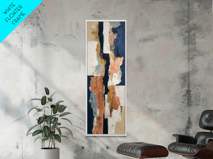 Bold Navy and Ivory Abstract Brushwork Canvas Print, Above Sofa Art, Floral Wall Art, Living Room Decor, Abstract Art, ASA-1x3-78