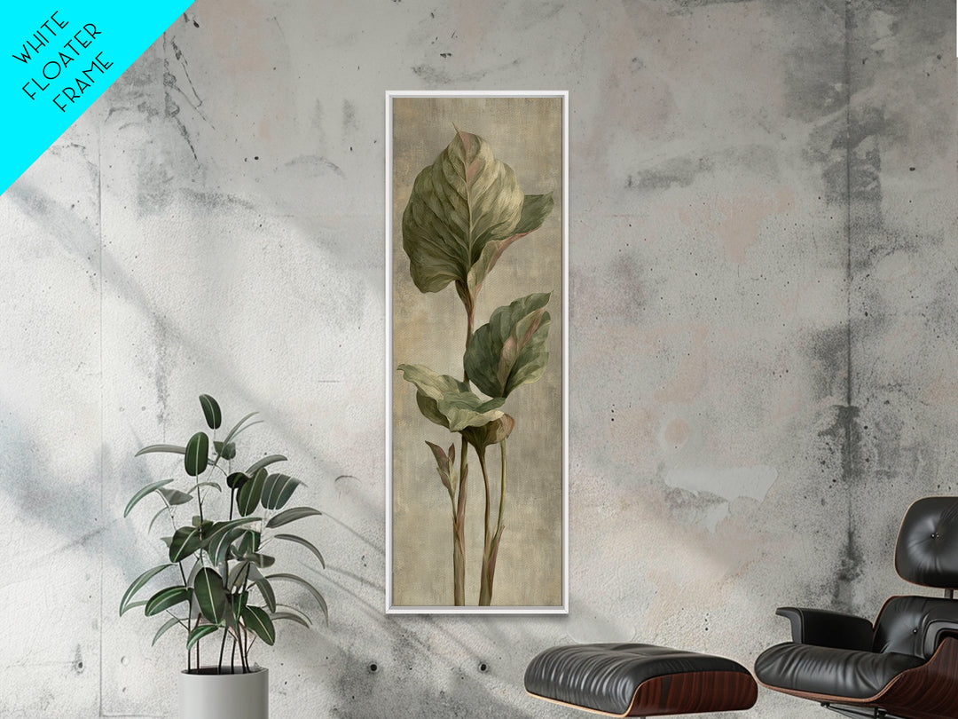Large Botanical Leaves Canvas Print, Above Sofa Art, Framed Wall Art, Living Room Decor, Statement, Living Room Wall Art, ASA-1x3-81