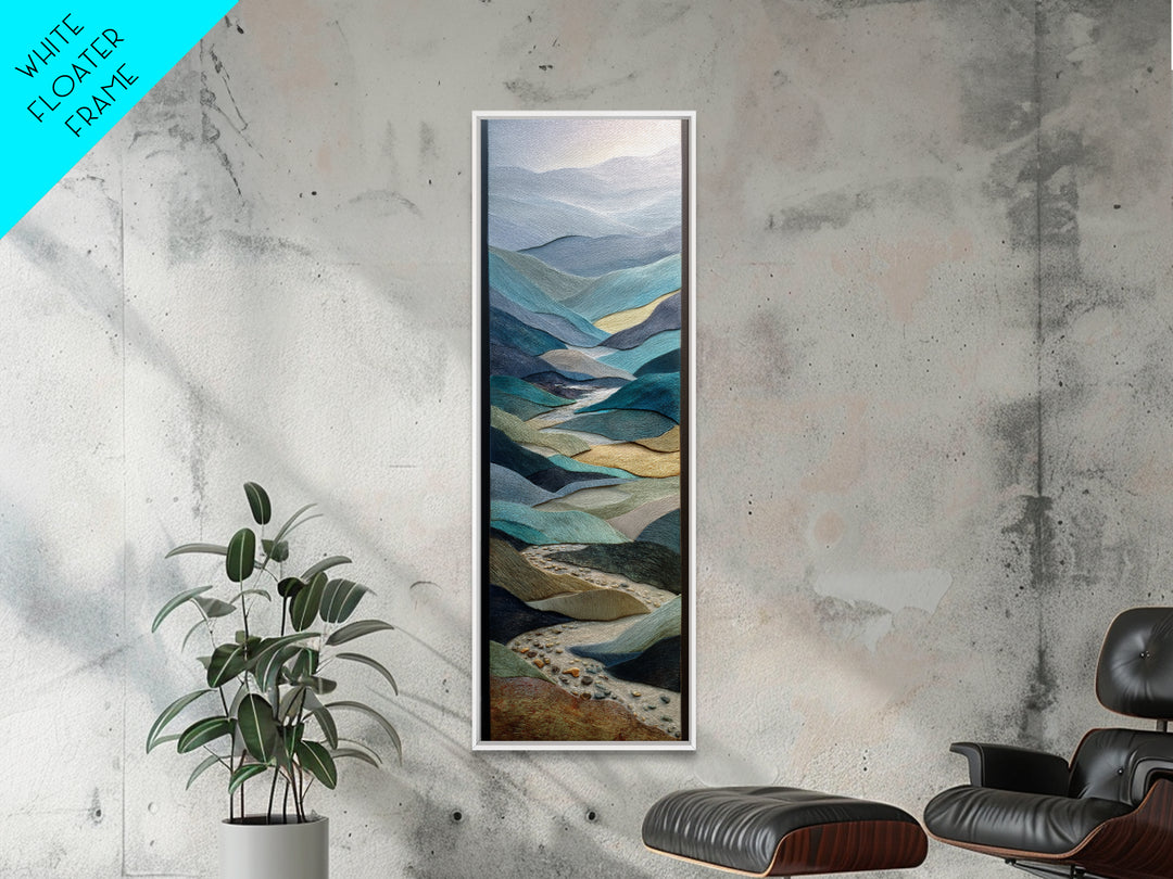Abstract River Bends Framed Canvas Print, Above Sofa Art, Textured Wall Art, Living Room Decor, Abstract Art, Statement, ASA-1x3-83