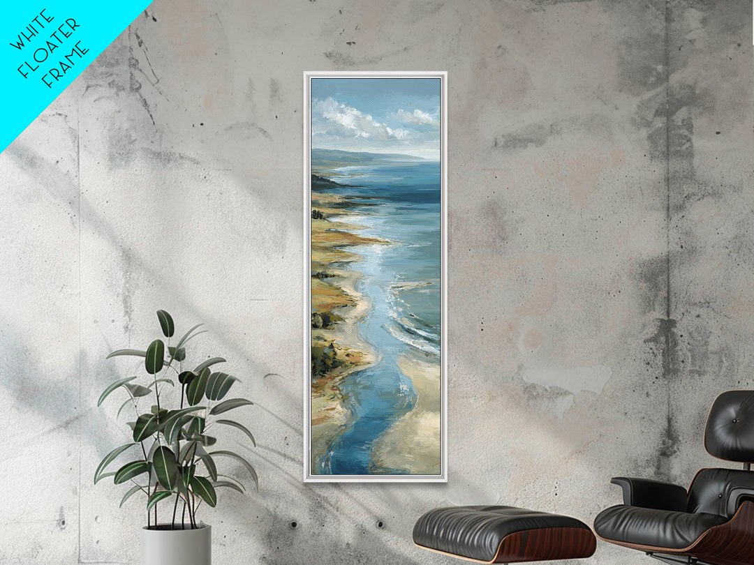 Panoramic Coastal Shoreline from an Aerial View Canvas Print, Above Sofa Art, Oversized Wall Art, Living Room Decor, Statement, ASA-1x3-87