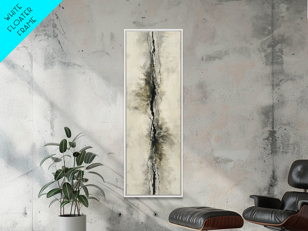 Minimal Black Ink Composition Framed Canvas Print, Above Sofa Art, Farmhouse Decor, Living Room Decor, Fine Art, Statement, ASA-1x3-92