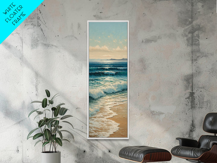 Moody Seascape at Twilight Framed Canvas Print, Above Sofa Art, Living Room Decor, Abstract Art, Statement 396, Set of Prints, ASA-1x3-96