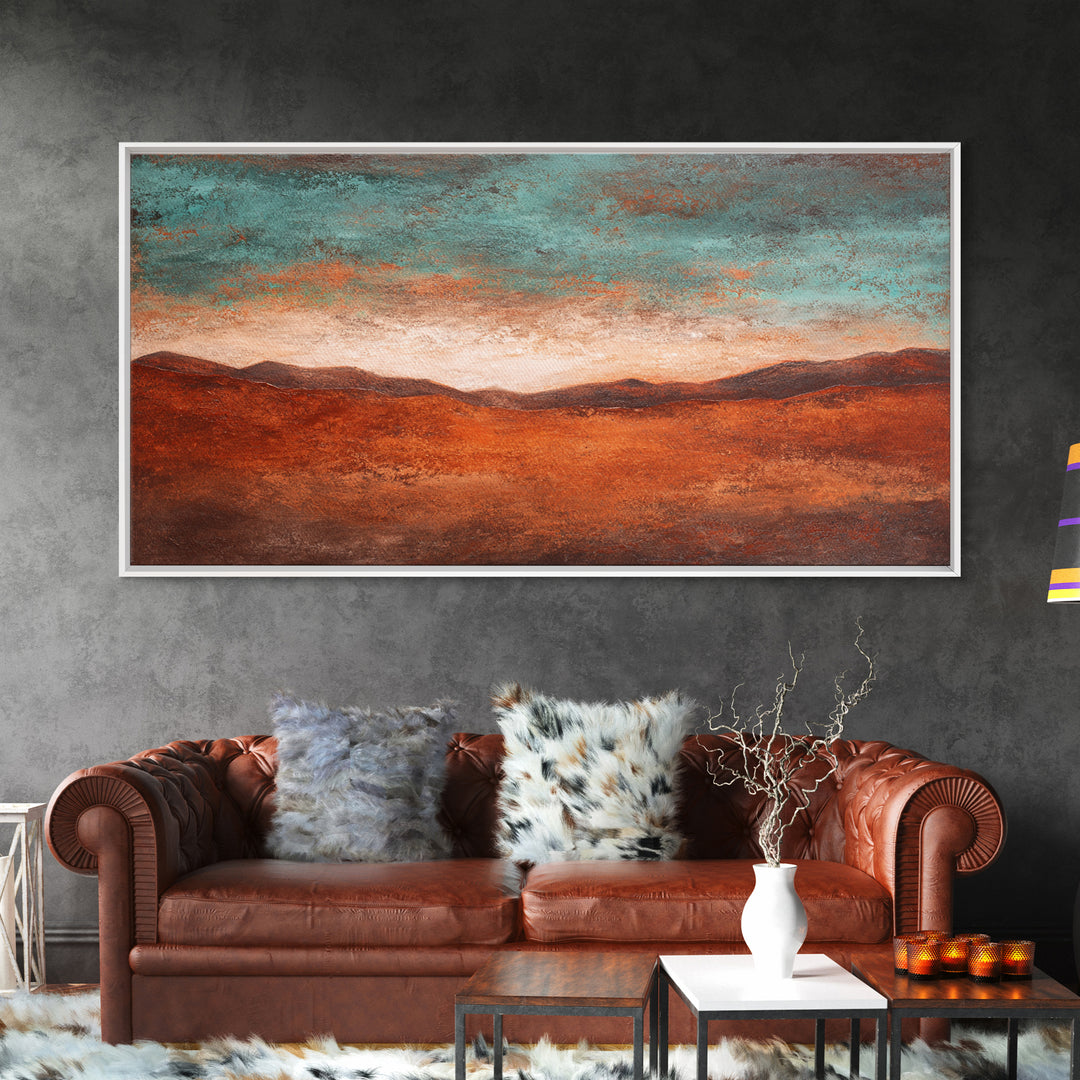 Abstract Canyon Landscape Framed Canvas Print, Above Sofa Art, Living Room Decor, Oil Painting, Statement 103, Set of Prints, ASA-2x1-3