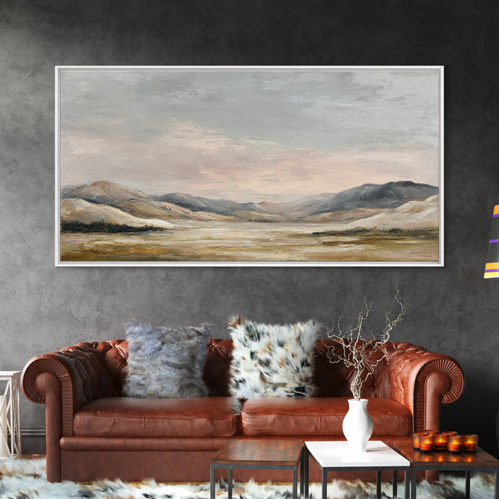 Sunlit Rolling Hills Framed Canvas Print, Above Sofa Art, Boho Decor, Living Room Decor, Fine Art, Statement, Large Wall Art, ASA-2x1-37