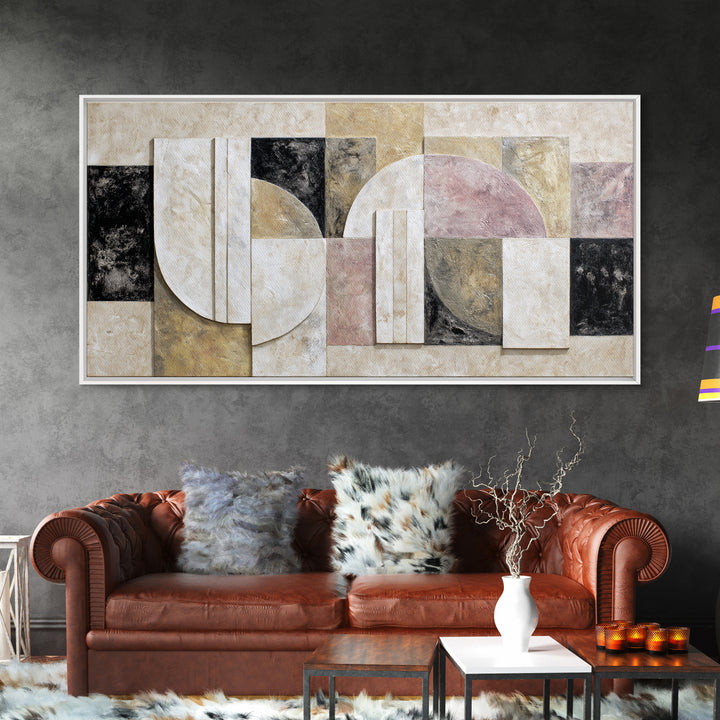Luxury Monochrome Stone Composition Canvas Print, Above Sofa Art, Home Decor, Living Room Decor, Oil Painting, Statement, ASA-2x1-39