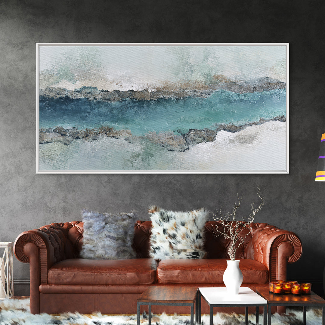 Panoramic Coastal Shoreline from an Aerial View Canvas Print, Above Sofa Art, Living Room Decor, Fine Art, Statement, ASA-2x1-47