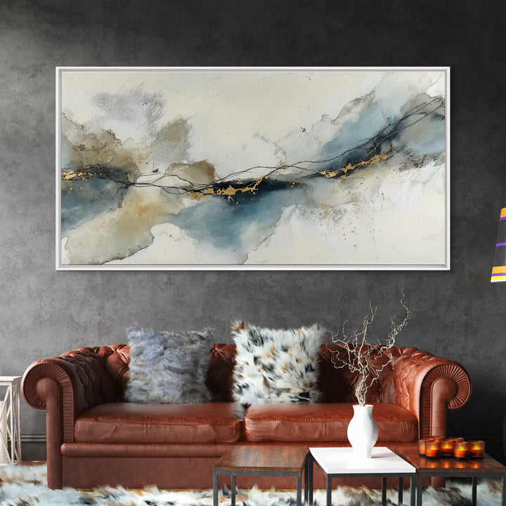 Minimal Black Ink Composition Canvas Print, Above Sofa Art, Mid Century Modern, Living Room Decor, Fine Art, Statement, ASA-2x1-52