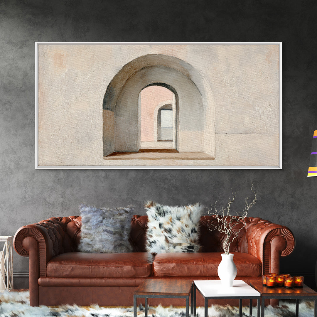 Architectural Arch Study Canvas Print, Above Sofa Art, Living Room Decor, Oil Painting, Statement, Oversized Wall Art, ASA-2x1-53