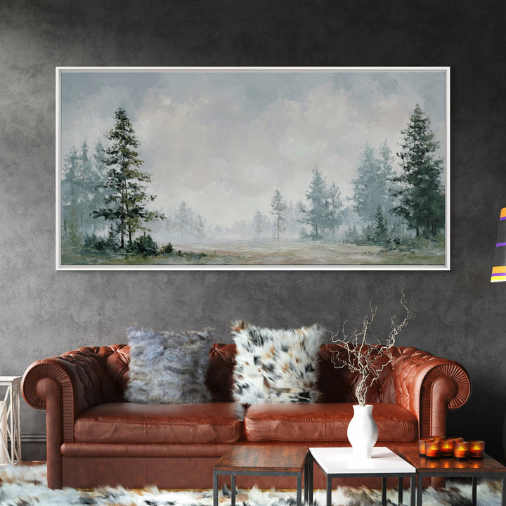 Modern Scandinavian Forest Framed Canvas Print, Above Sofa Art, Canvas Print, Living Room Decor, Fine Art, Statement, ASA-2x1-59