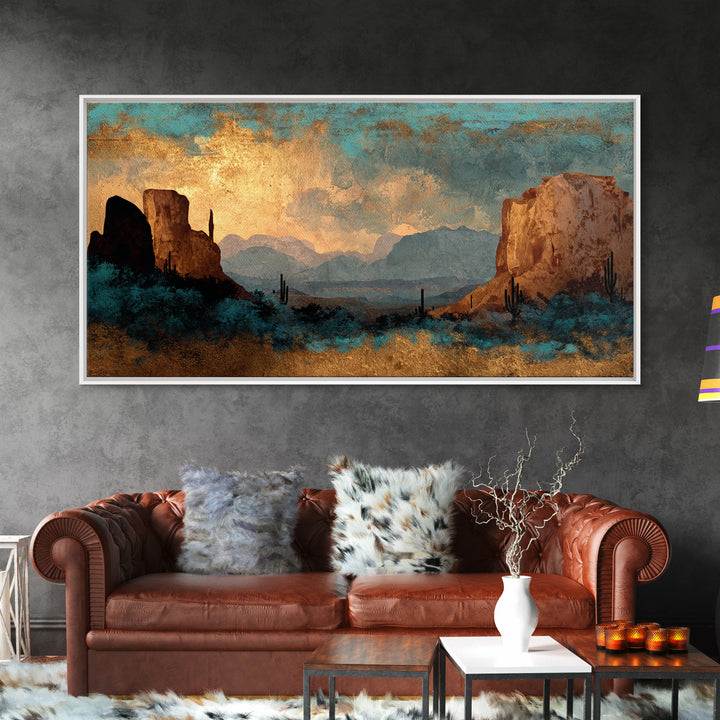 Desert Mesa Panorama Canvas Print, Above Sofa Art, Canvas Wall Art, Living Room Decor, Oil Painting, Statement, ASA-2x1-64