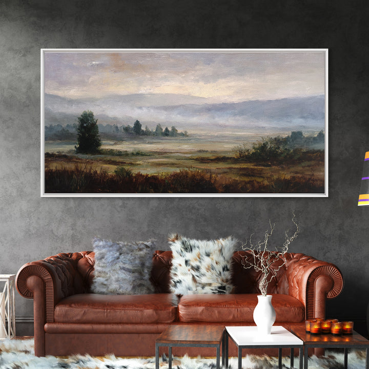 Gallery Style Landscape with Expansive Negative Space Canvas Print, Above Sofa Art, Textured Wall Art, Living Room Decor, ASA-2x1-68