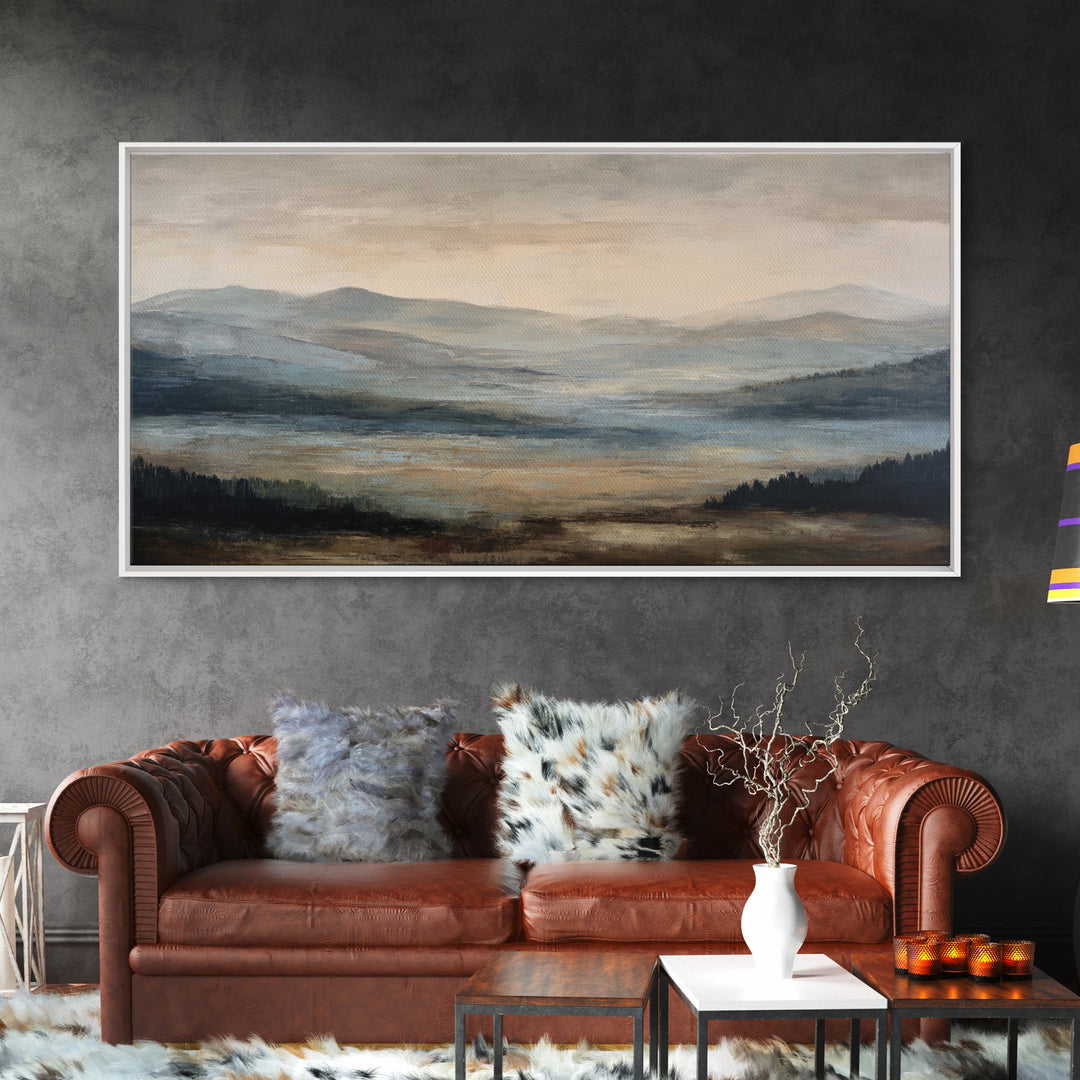 Oversized Abstract Landscape Canvas Print, Above Sofa Art, Framed Wall Art, Living Room Decor, Statement, Living Room Wall Art, ASA-2x1-69