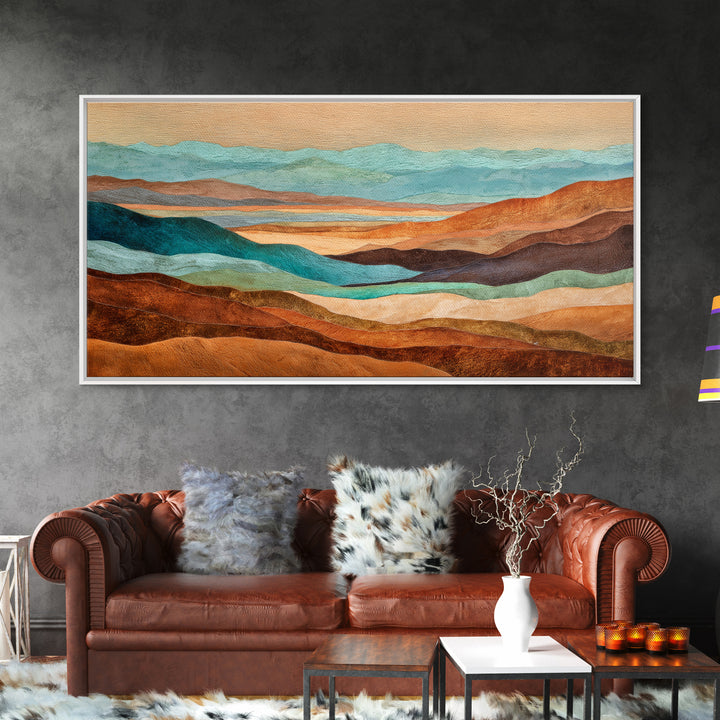 Abstract Canyon Landscape Framed Canvas Print, Above Sofa Art, Neutral Decor, Living Room Decor, Fine Art, Statement, ASA-2x1-75
