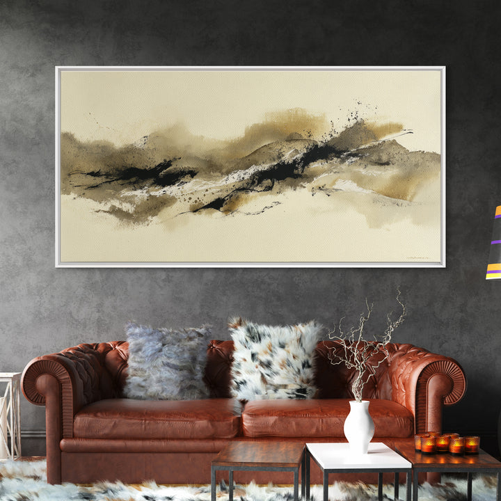 Minimal Black Ink Composition Canvas Print, Above Sofa Art, Wall Art Print, Living Room Decor, Fine Art, Statement, Modern Art, ASA-2x1-76