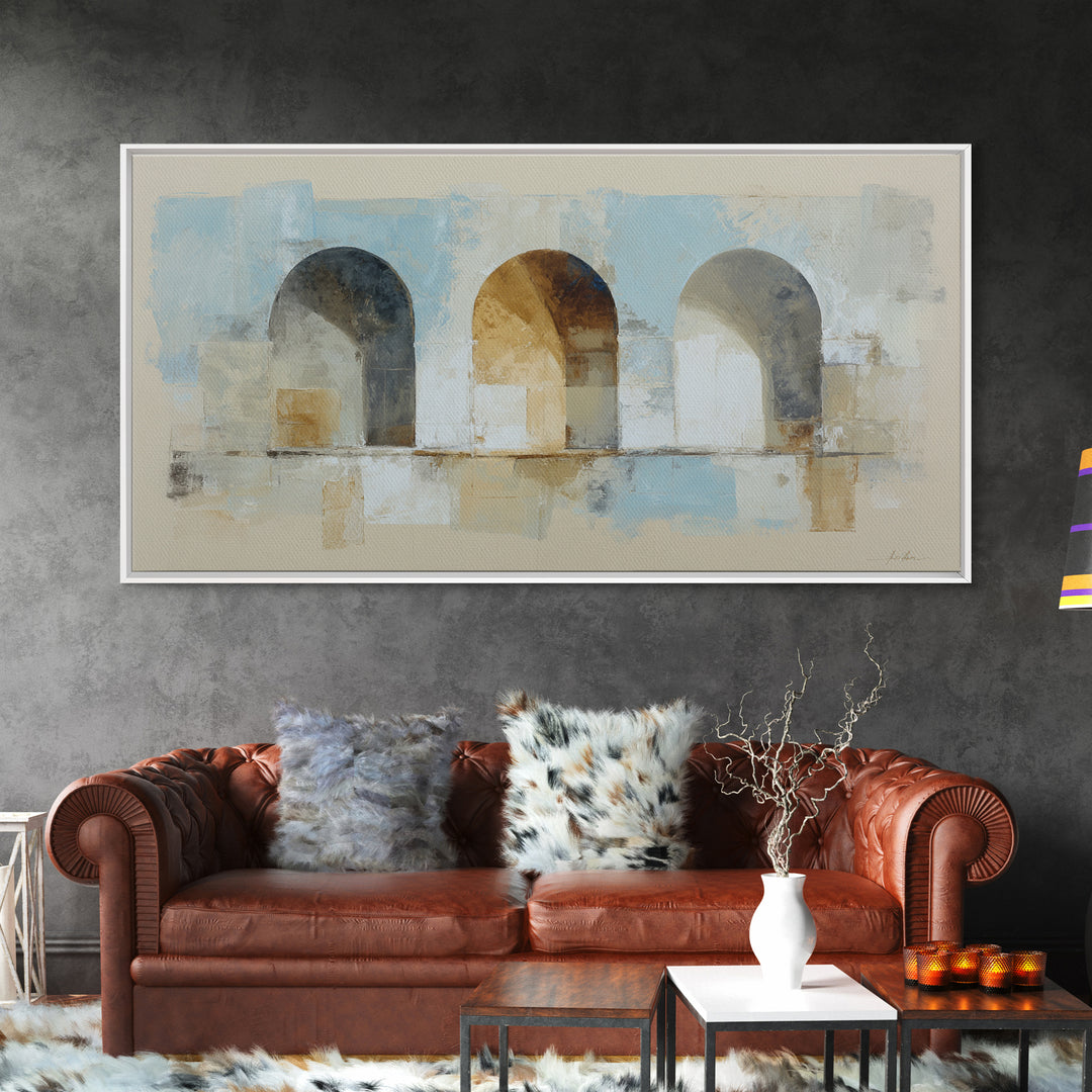 Architectural Arch Study Canvas Print, Above Sofa Art, Living Room Decor, Oil Painting, Statement, Oversized Wall Art, ASA-2x1-77