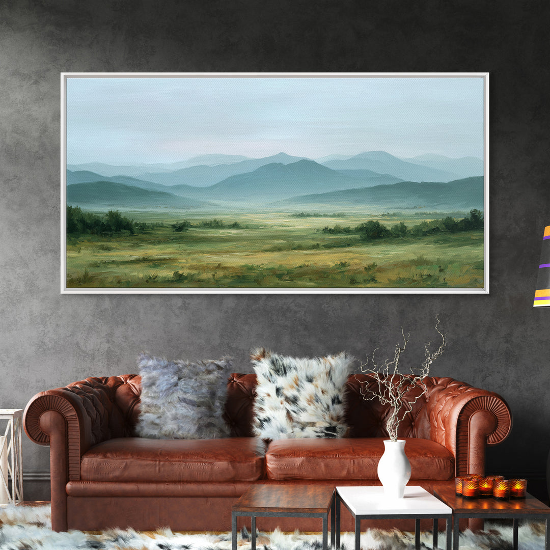 Wide Olive and Beige Meadow Panorama Canvas Print, Above Sofa Art, Art Print, Living Room Decor, Fine Art, Statement, ASA-2x1-78