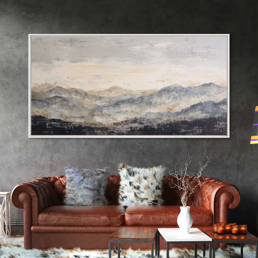 Sunlit Rolling Hills Framed Canvas Print, Above Sofa Art, Mid Century Modern, Living Room Decor, Fine Art, Statement, ASA-2x1-85