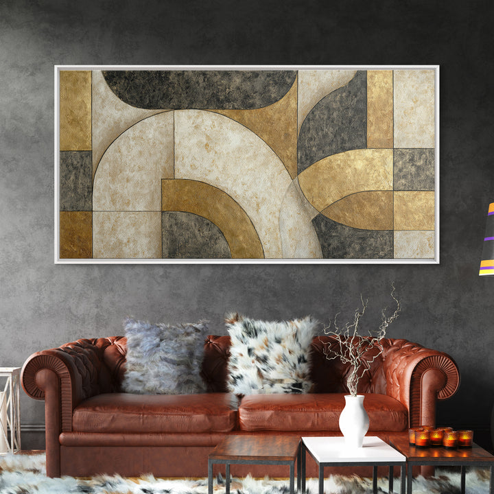 Luxury Monochrome Stone Composition Framed Canvas Print, Above Sofa Art, Living Room Wall Art, Living Room Decor, Statement, ASA-2x1-87