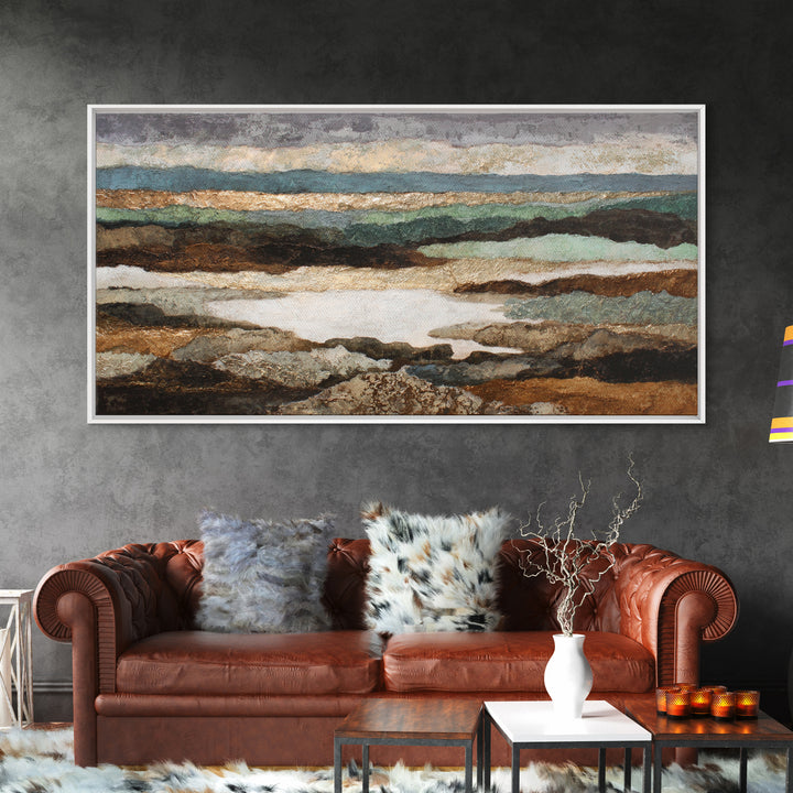 Oversized Abstract Landscape Canvas Print, Above Sofa Art, Framed Wall Art, Living Room Decor, Statement, Living Room Wall Art, ASA-2x1-93