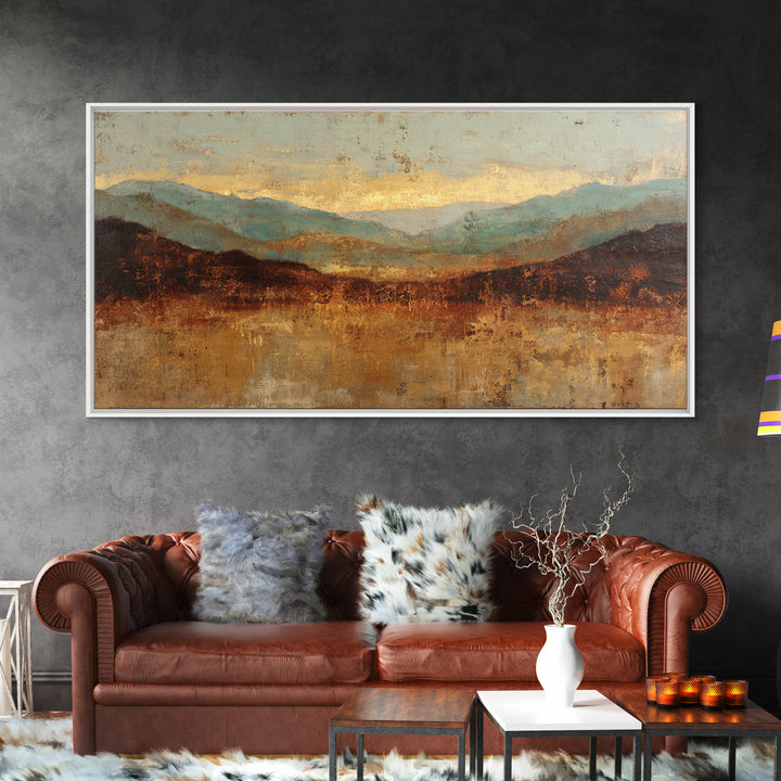 Abstract Canyon Landscape Framed Canvas Print, Above Sofa Art, Frame Tv Art, Living Room Decor, Statement, Coastal Wall Art, ASA-2x1-99