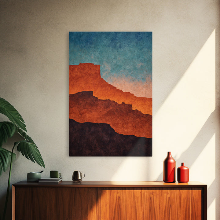 Desert Mesa Panorama Framed Canvas Print, Above Sofa Art, Minimalist Wall Art, Living Room Decor, Fine Art, Statement, ASA-2x3-100