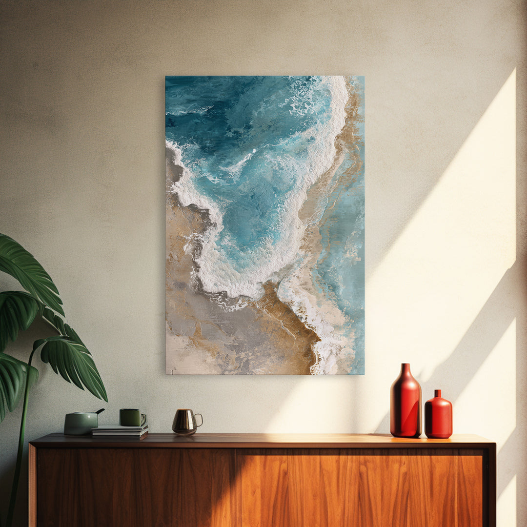 Panoramic Coastal Shoreline from an Aerial View Canvas Print, Above Sofa Art, Bedroom Wall Art, Living Room Decor, Statement, ASA-2x3-11