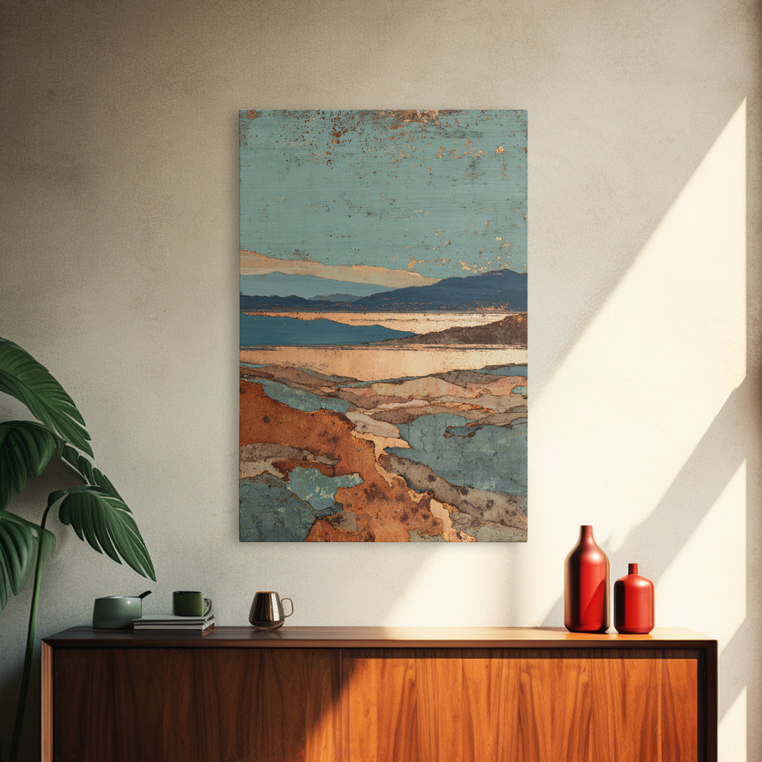 Abstract Canyon Landscape Canvas Print, Above Sofa Art, 3 Piece Wall Art, Living Room Decor, Oil Painting, Statement, ASA-2x3-15