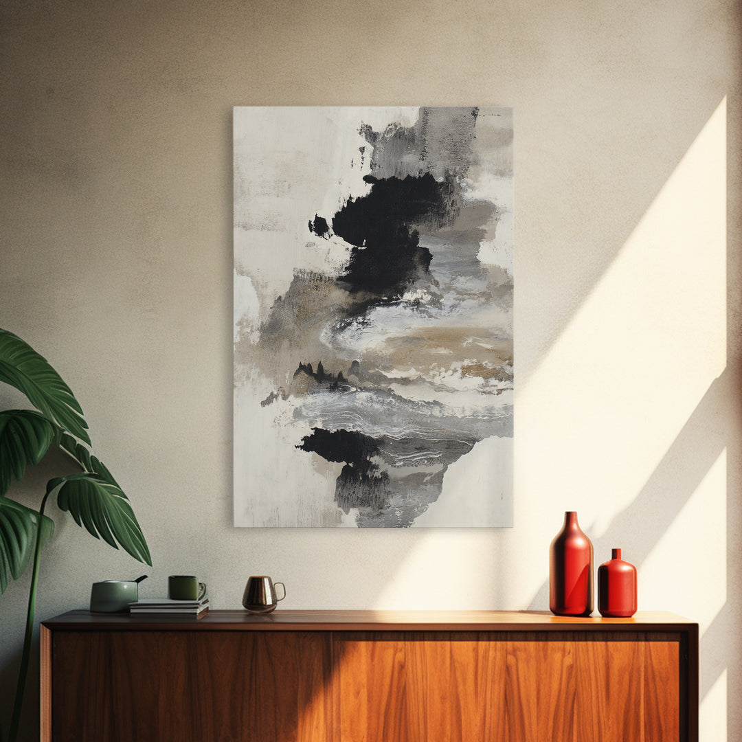 Minimal Black Ink Composition Canvas Print, Above Sofa Art, Oversized Wall Art, Living Room Decor, Fine Art, Statement, ASA-2x3-16