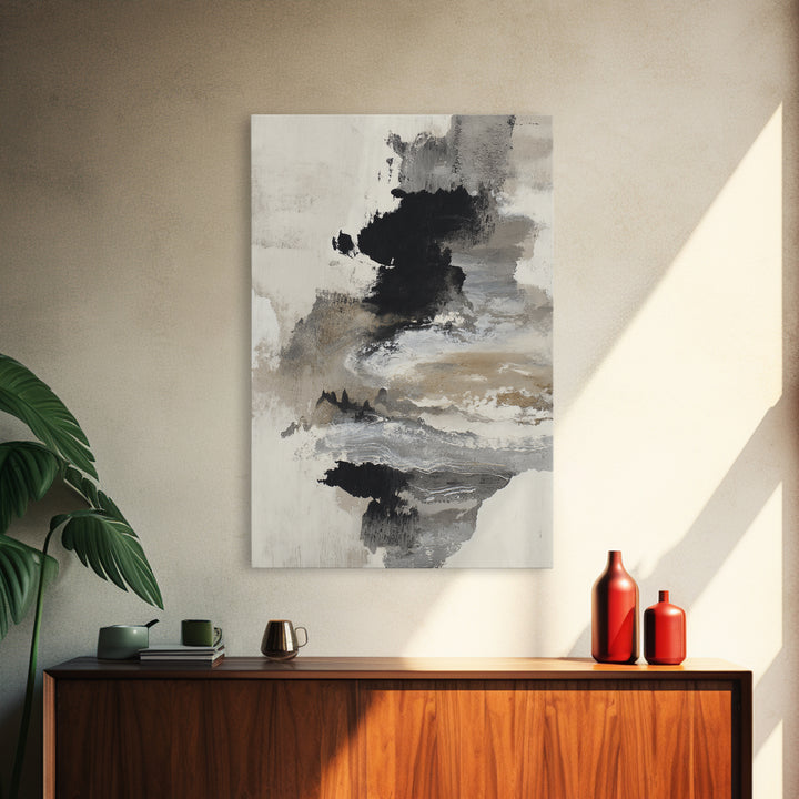 Minimal Black Ink Composition Canvas Print, Above Sofa Art, Oversized Wall Art, Living Room Decor, Fine Art, Statement, ASA-2x3-16